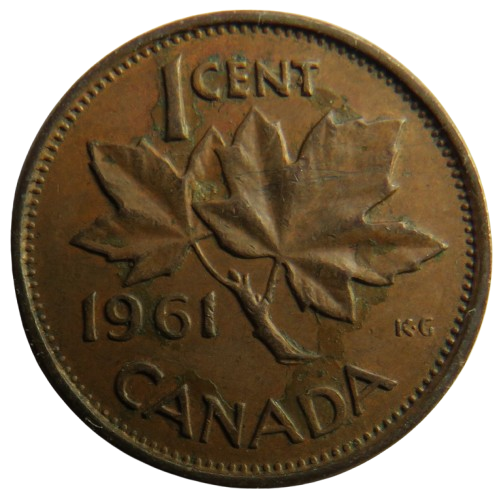 1961 Queen Elizabeth II Canada One Cent Coin