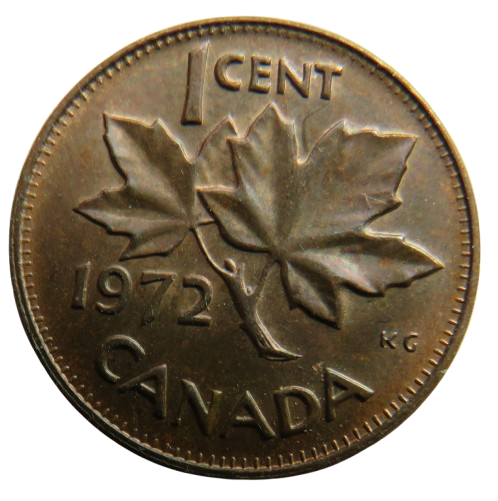 1972 Queen Elizabeth II Canada One Cent Coin
