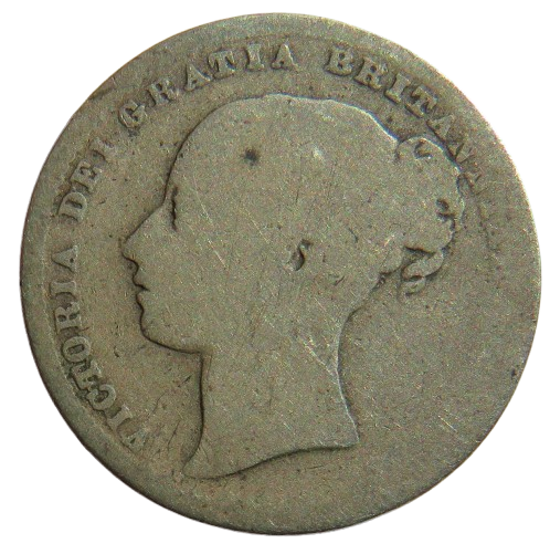 1875 Queen Victoria Young Head Silver Shilling Coin - Great Britain