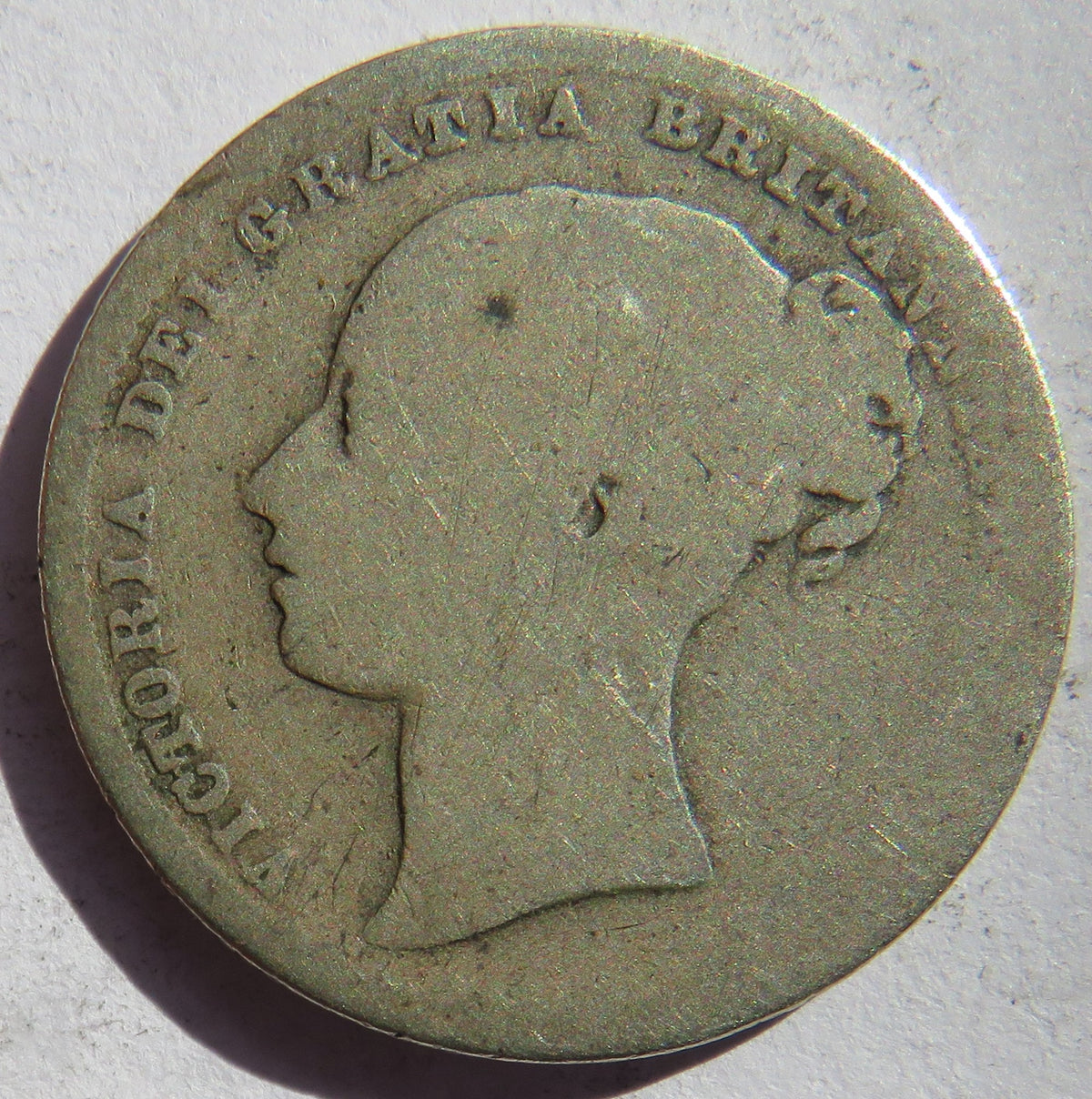 1875 Queen Victoria Young Head Silver Shilling Coin - Great Britain