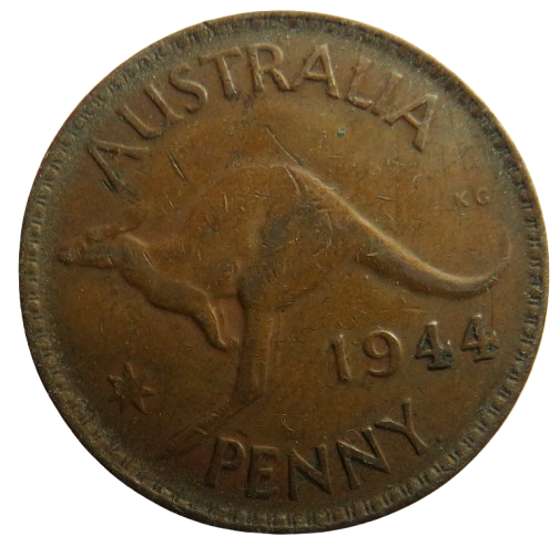 1944 King George VI Australia One Penny Coin