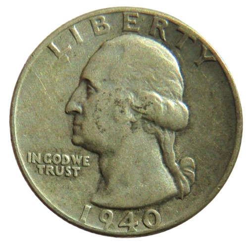 1940 USA Washington Silver $1/4 Quarter Coin