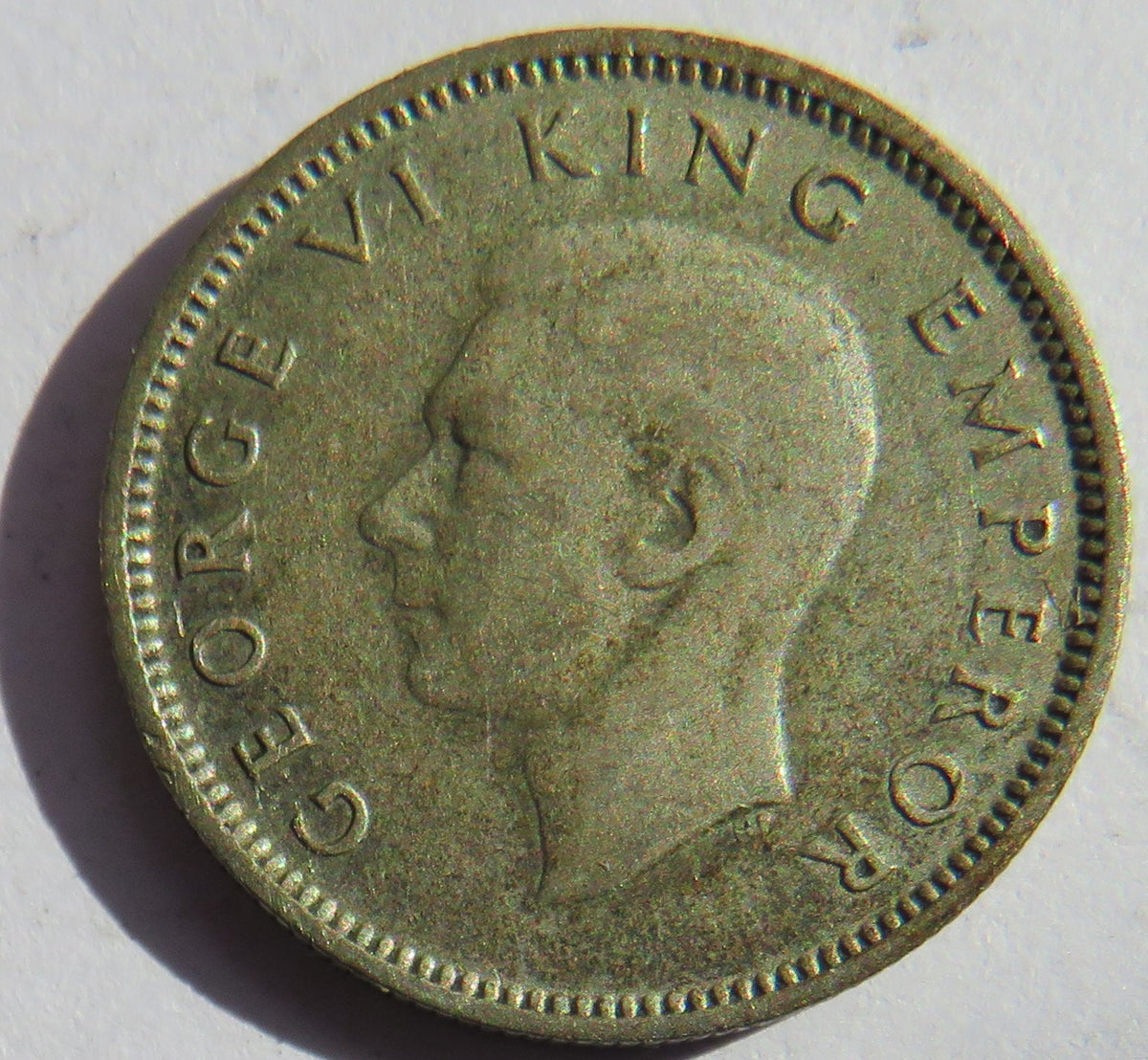 1937 King George VI New Zealand Silver Sixpence Coin