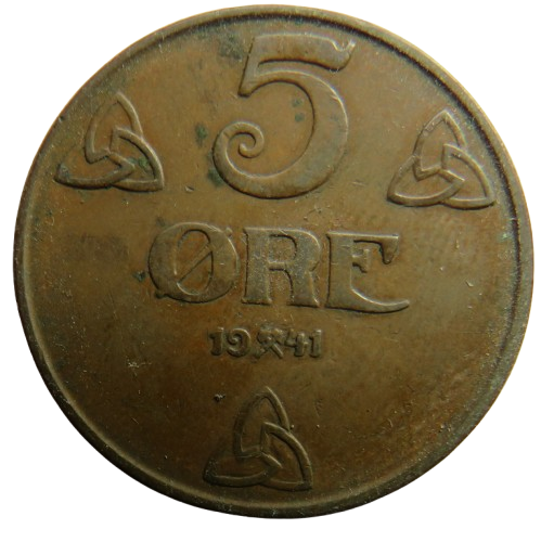 1941 Norway 5 Ore Coin