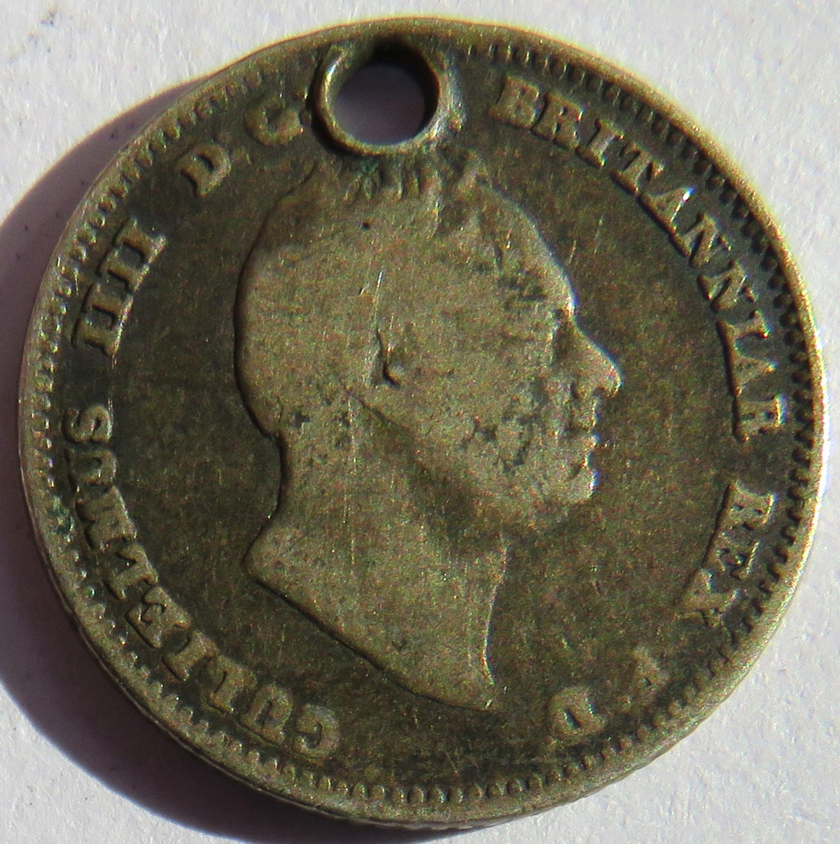 1836 King William IV Silver Fourpence / Groat Coin (Holed)