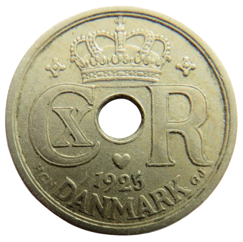 1925 Denmark 25 Ore Coin