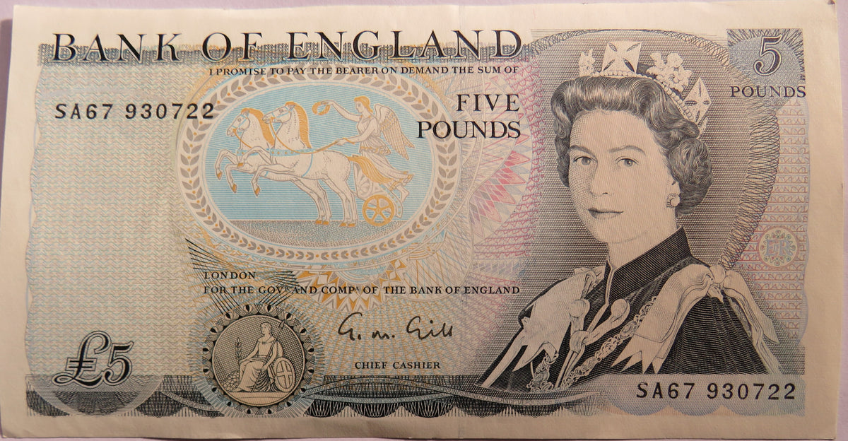 C.1988 Bank of England £5 Banknote G.M. Gill (SA67)