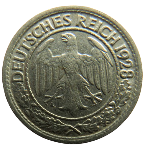 1928-F Germany - Weimar Republic 50 Reichspfennig Coin