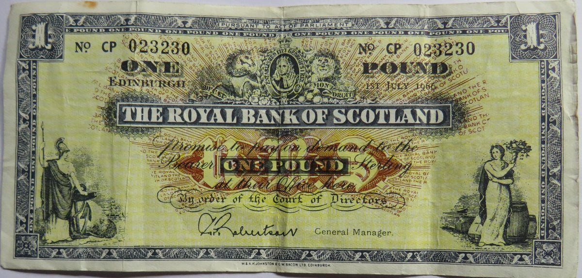 1966 The Royal Bank of Scotland £1 One Pound Banknote