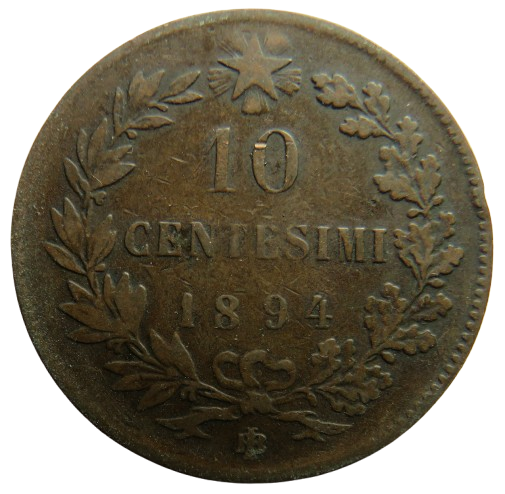 1894 Italy 10 Centesimi Coin