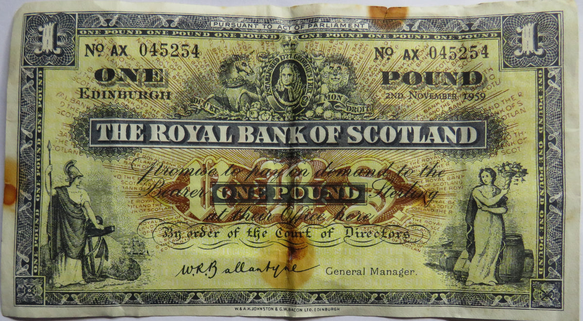 1959 The Royal Bank of Scotland £1 One Pound Banknote