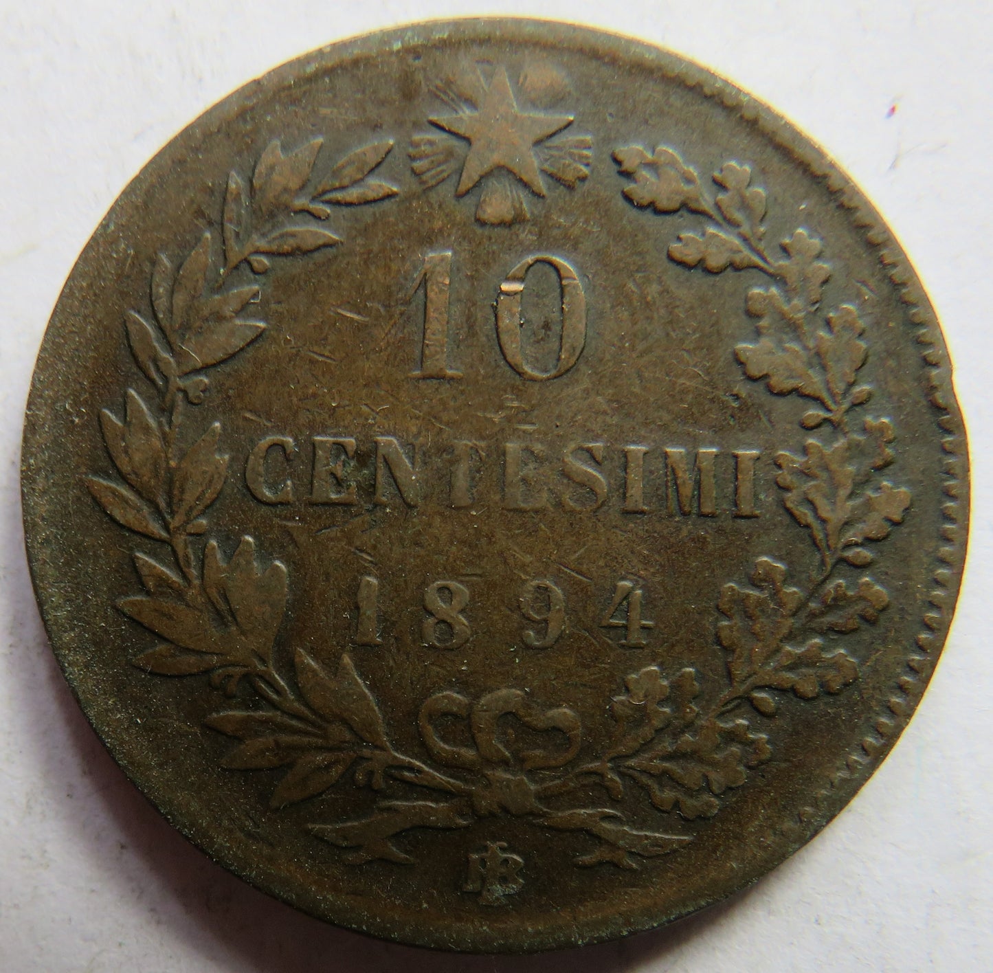 1894 Italy 10 Centesimi Coin