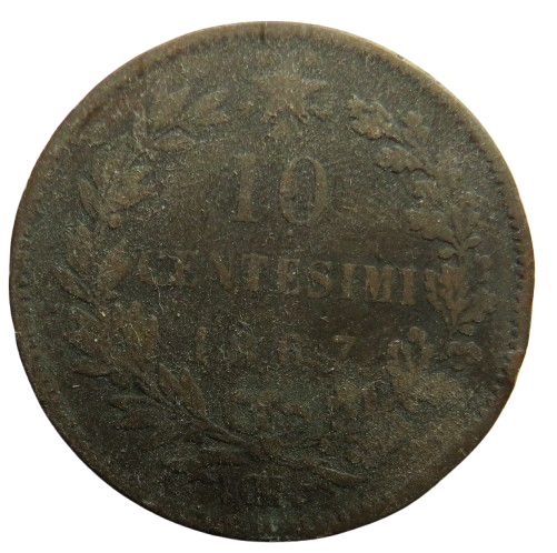 1867 Italy 10 Centesimi Coin