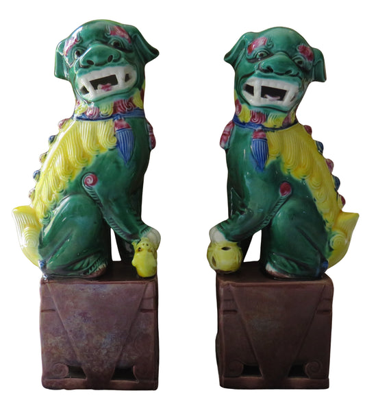 Vintage / Antique Pair of Chinese Ceramic Foo Dogs