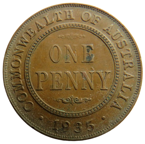 1935 King George V Australia One Penny Coin