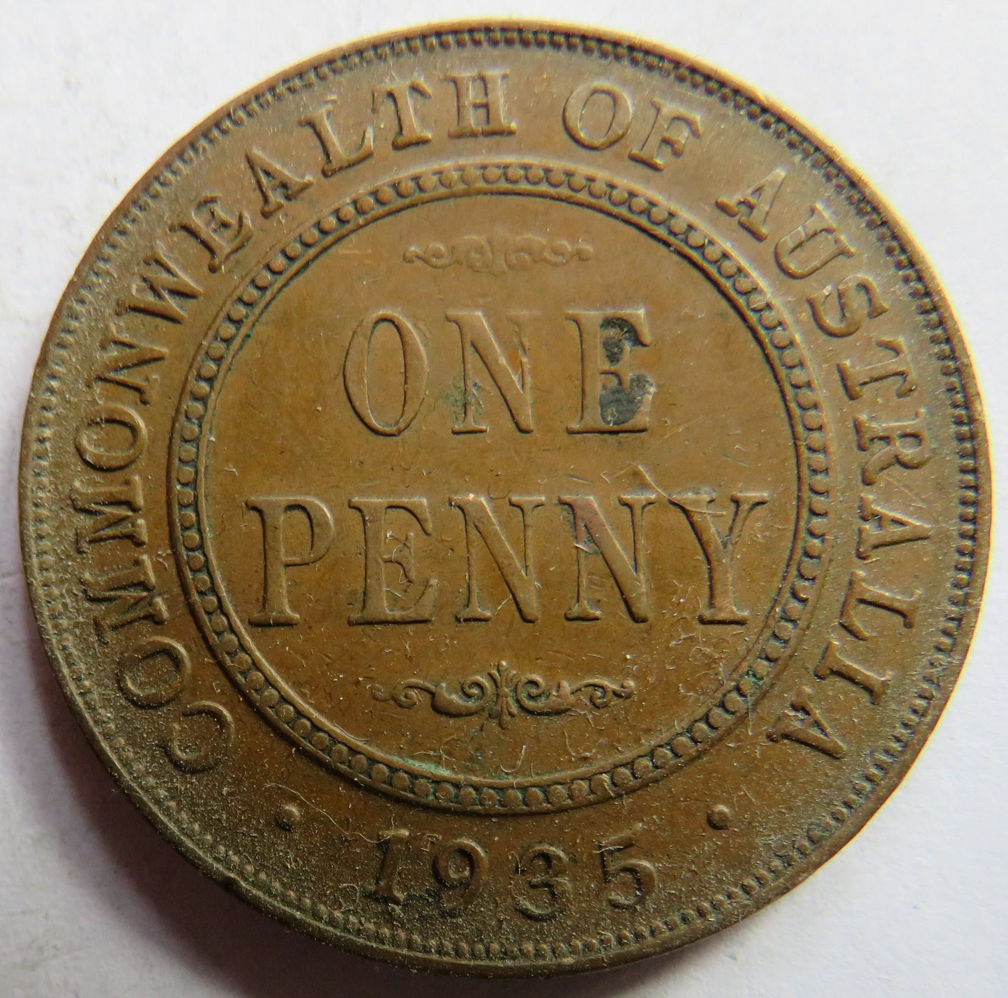 1935 King George V Australia One Penny Coin