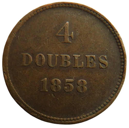 1858 Guernsey 4 Doubles Coin