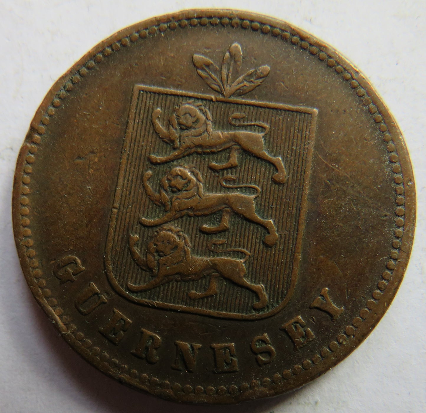 1858 Guernsey 4 Doubles Coin