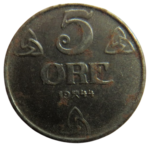 1944 Norway 5 Ore Coin