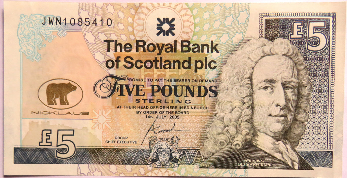 2005 The Royal Bank of Scotland £5 Five Pound Banknote Jack Nichlaus