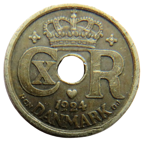 1924 Denmark 10 Ore Coin