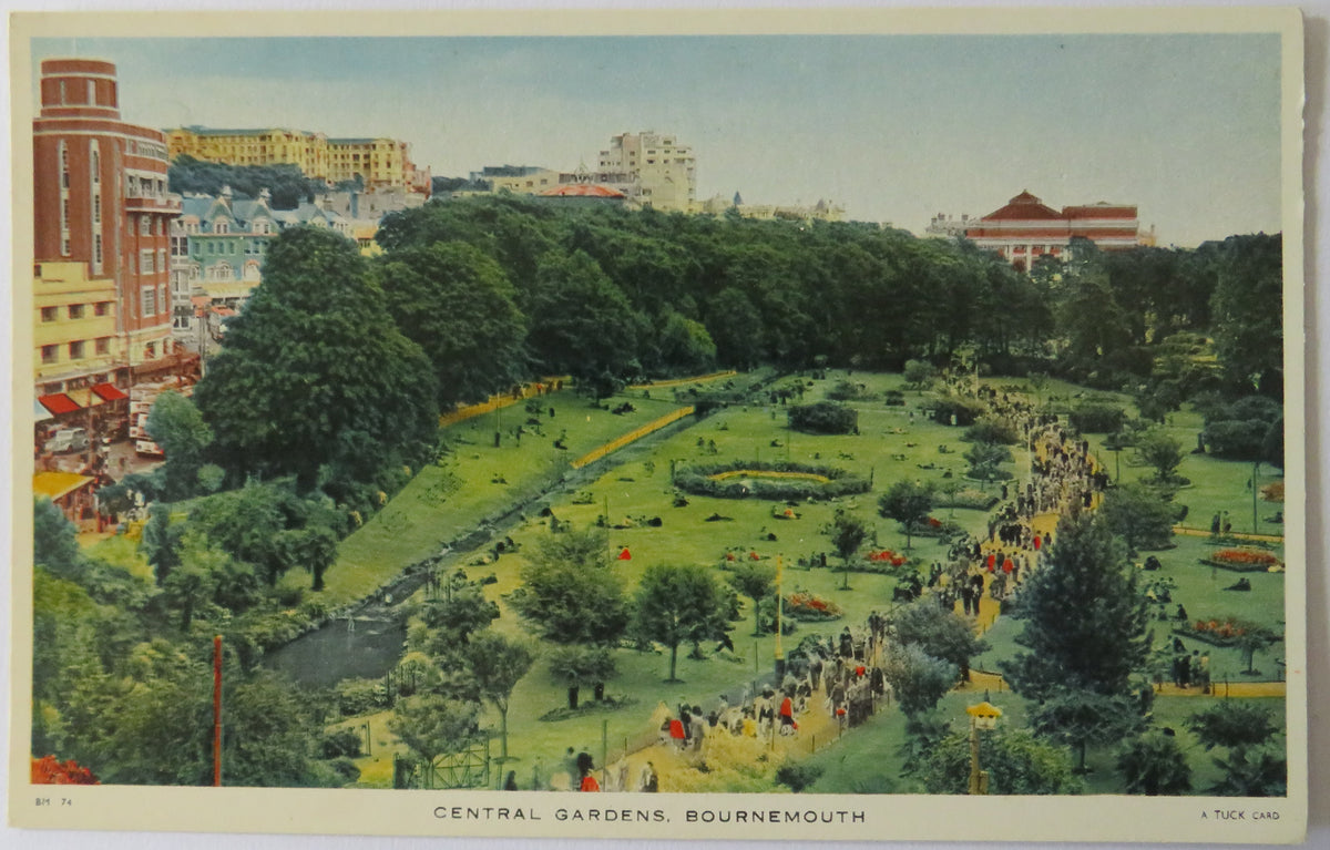 Vintage Postcard of Central Gardens, Bournemouth, Tuck's Postcard