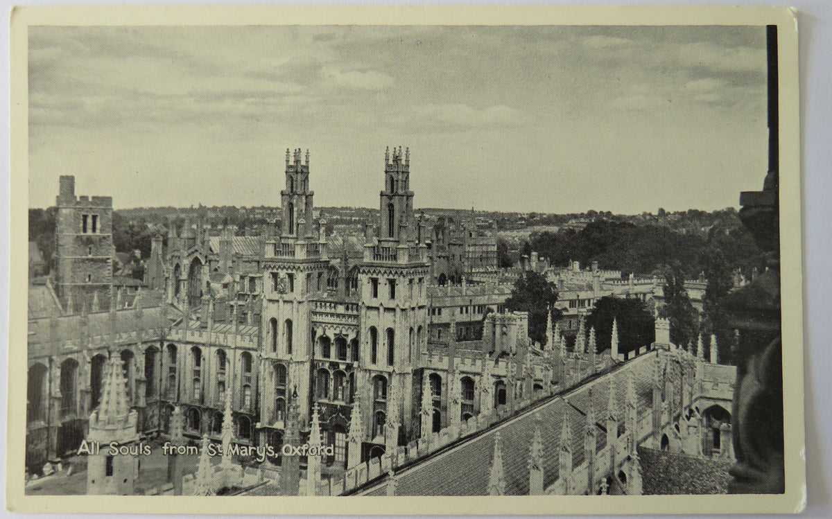 Vintage Postcard of All Souls from St. Mary's, Oxford
