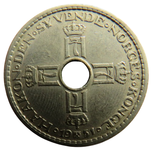 1951 Norway One Krone Coin
