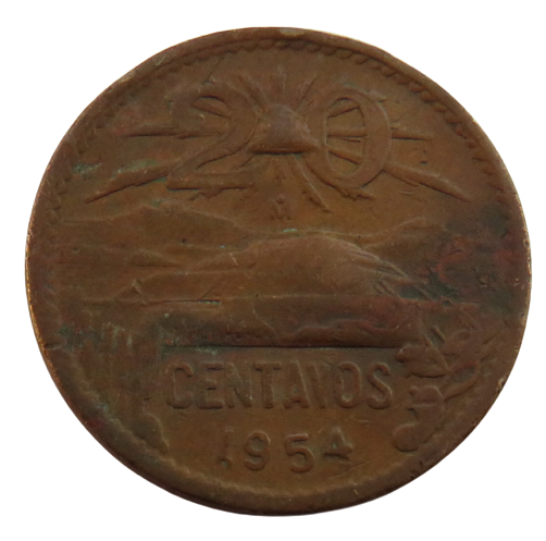 1954 Mexico 20 Centavos Coin