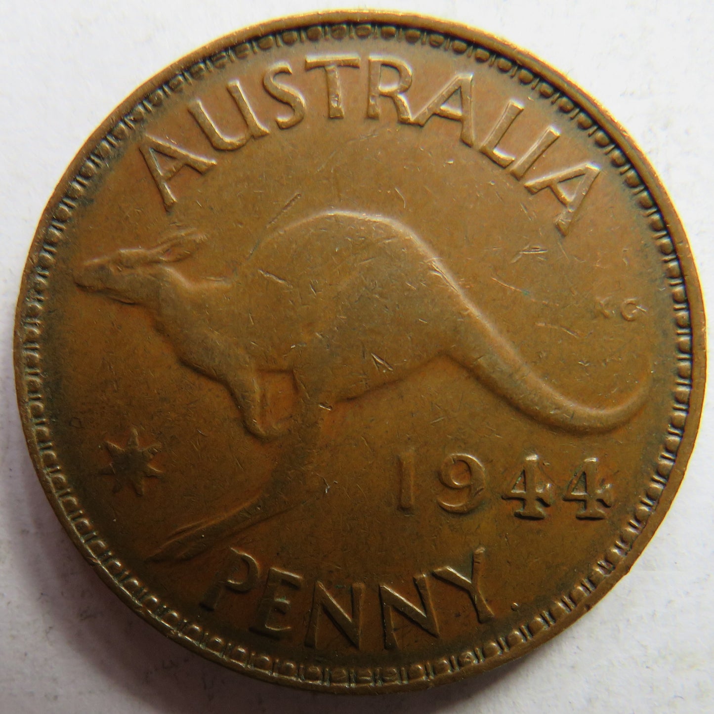 1944 King George VI Australia One Penny Coin