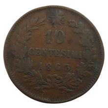 Load image into Gallery viewer, 1863 Italy 10 Centesimi Coin
