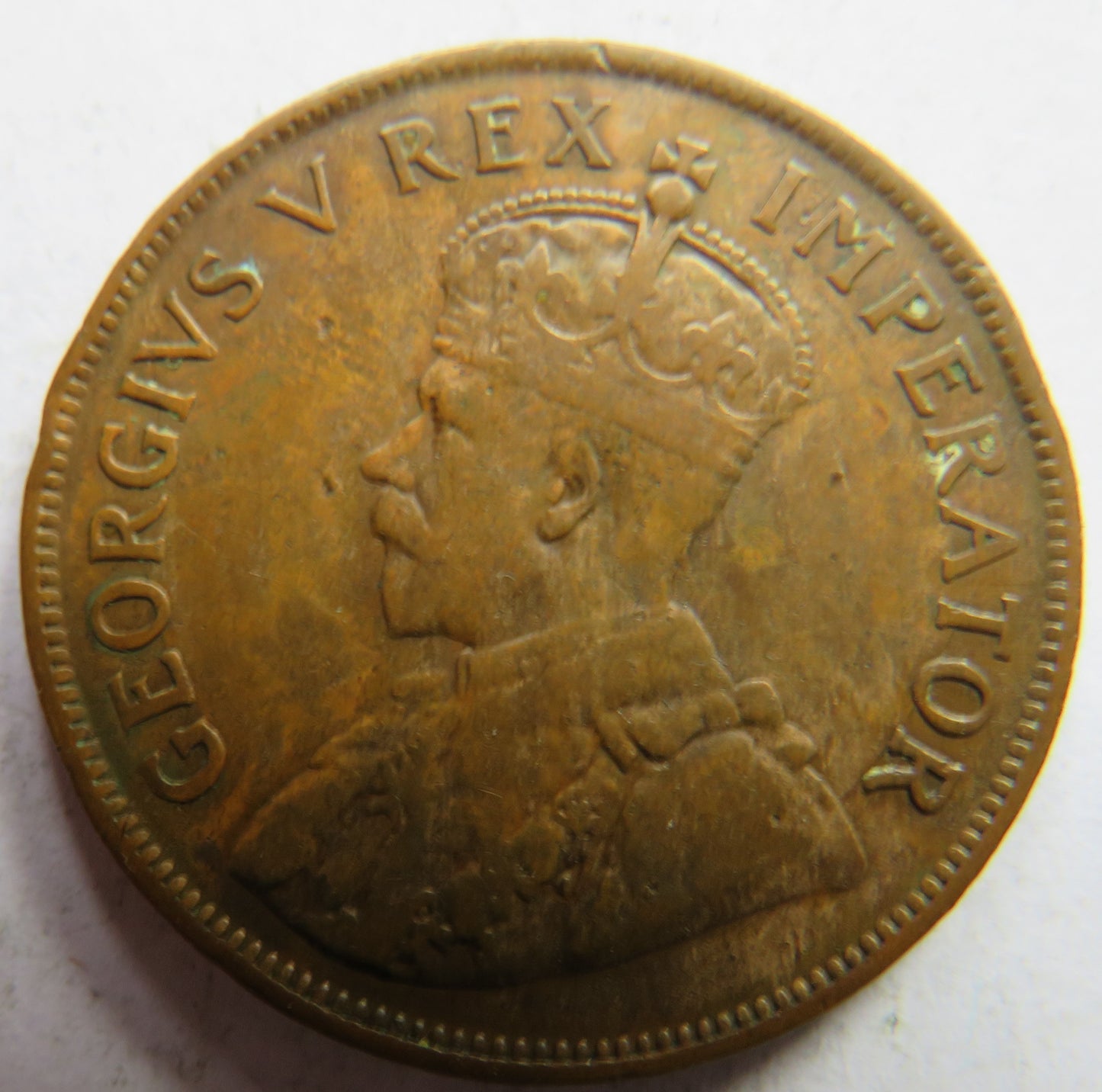 1929 King George V South Africa One Penny Coin