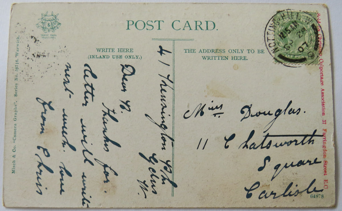 Vintage Postcard of "What think ye of Christ?", Landor's House, Warwick, 1907