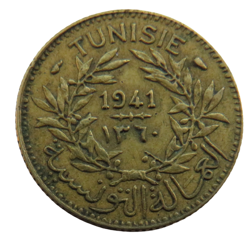 1941 Tunisia One Franc Coin