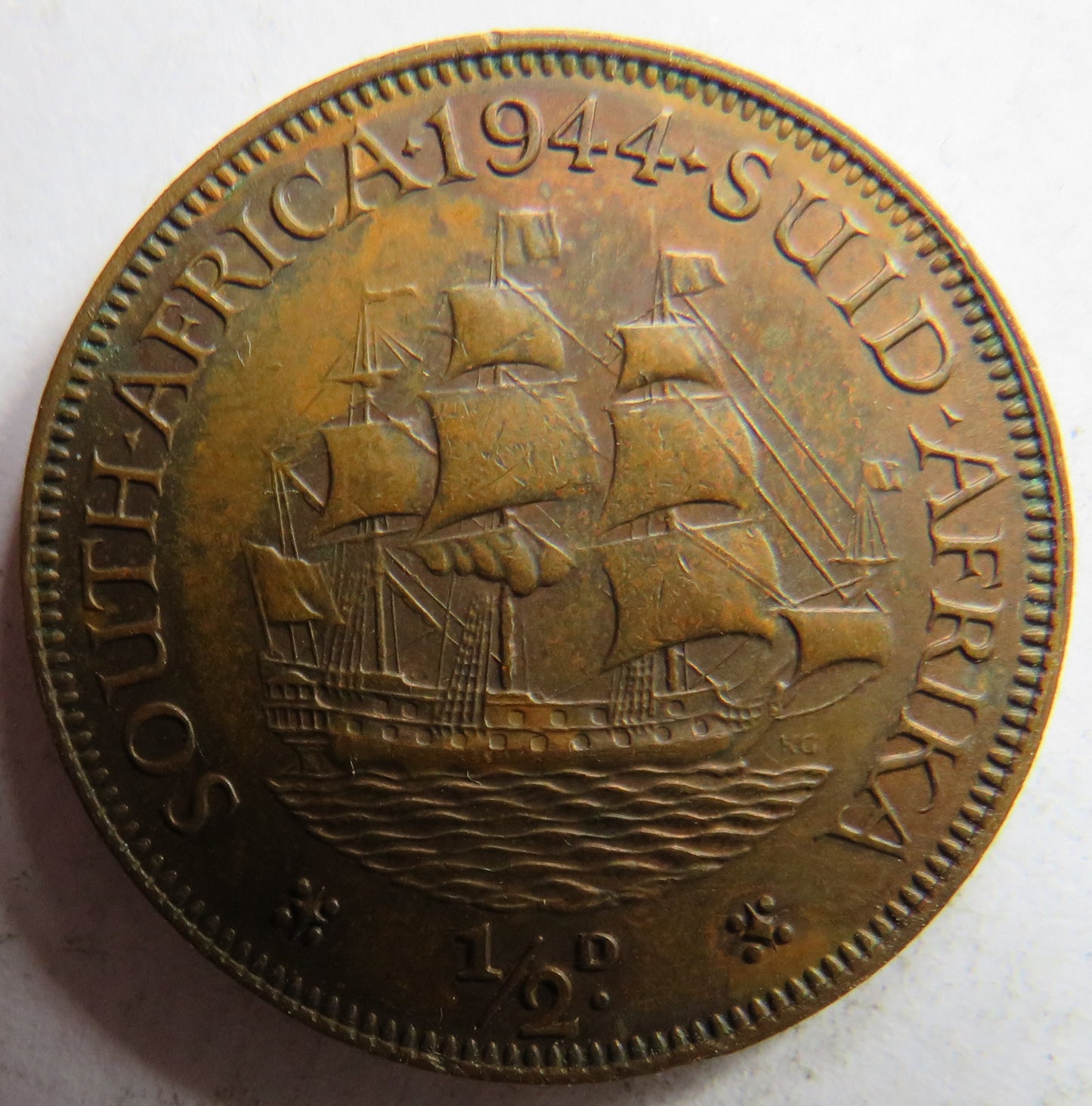 1944 King George VI South Africa Halfpenny Coin