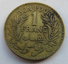 Load image into Gallery viewer, 1941 Tunisia One Franc Coin
