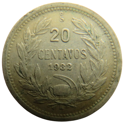 1932 Chile 20 Centavos Coin