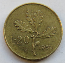 Load image into Gallery viewer, 1957 Italy 20 Lire Coin
