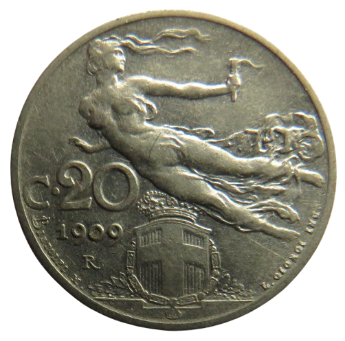 1909 Italy 20 Centesimi Coin