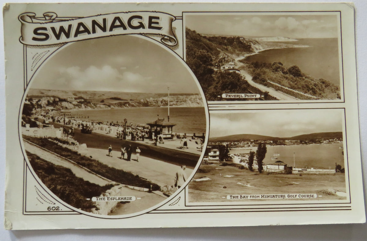 Vintage Multiview Postcard of Swanage including The Esplanade, 1958