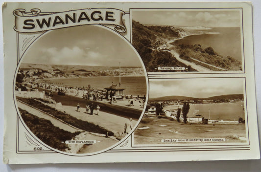 Vintage Multiview Postcard of Swanage including The Esplanade, 1958
