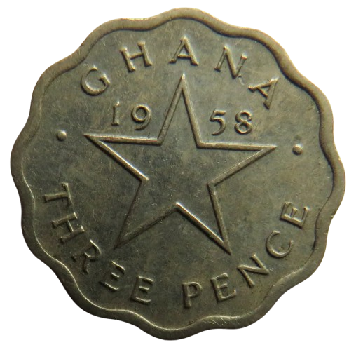 1958 Ghana Threepence Coin