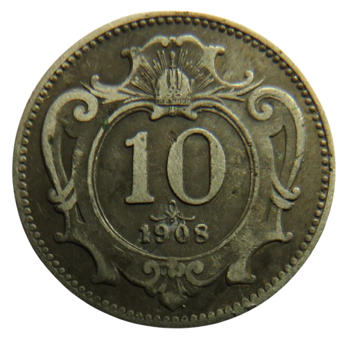 1908 Austria 10 Heller Coin