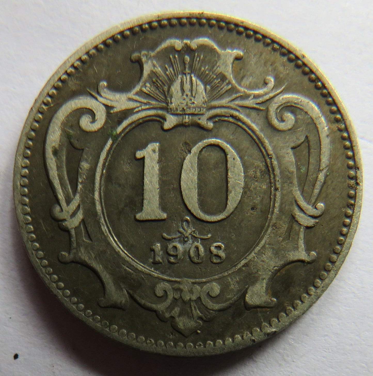 1908 Austria 10 Heller Coin