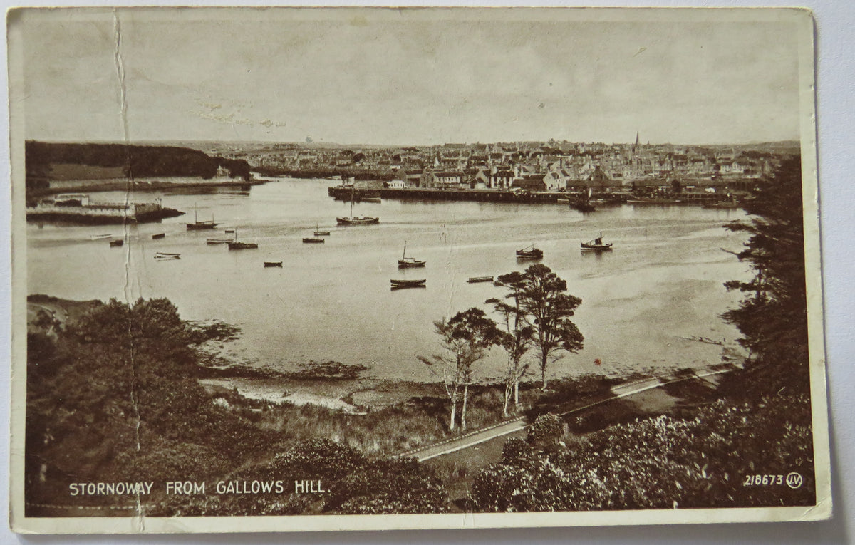 Vintage Postcard of Stornoway From Gallows Hill, Valentine's Postcard