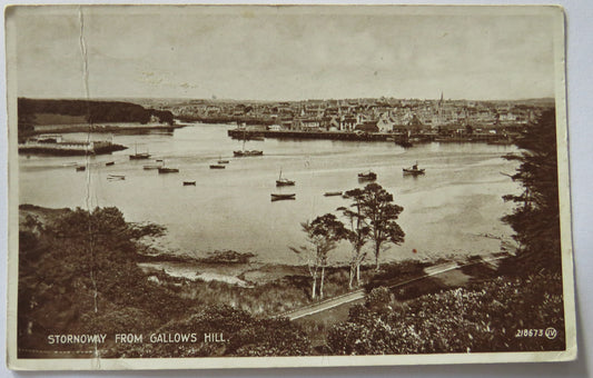 Vintage Postcard of Stornoway From Gallows Hill, Valentine's Postcard