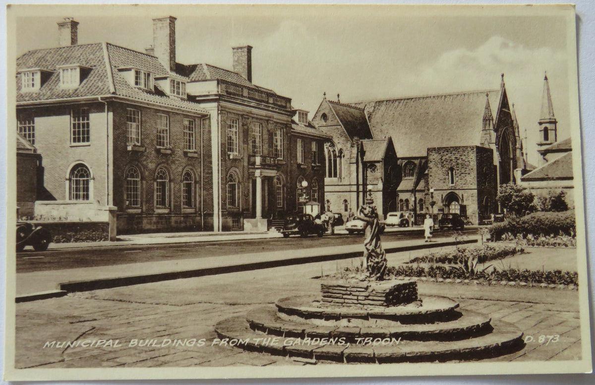 Vintage Postcard of Municipal Buildings from the Gardens, Troon, Valentine's Series