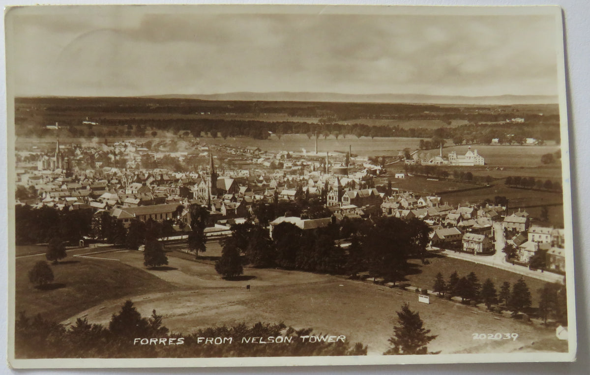 Vintage Postcard of Forres from Nelson Tower