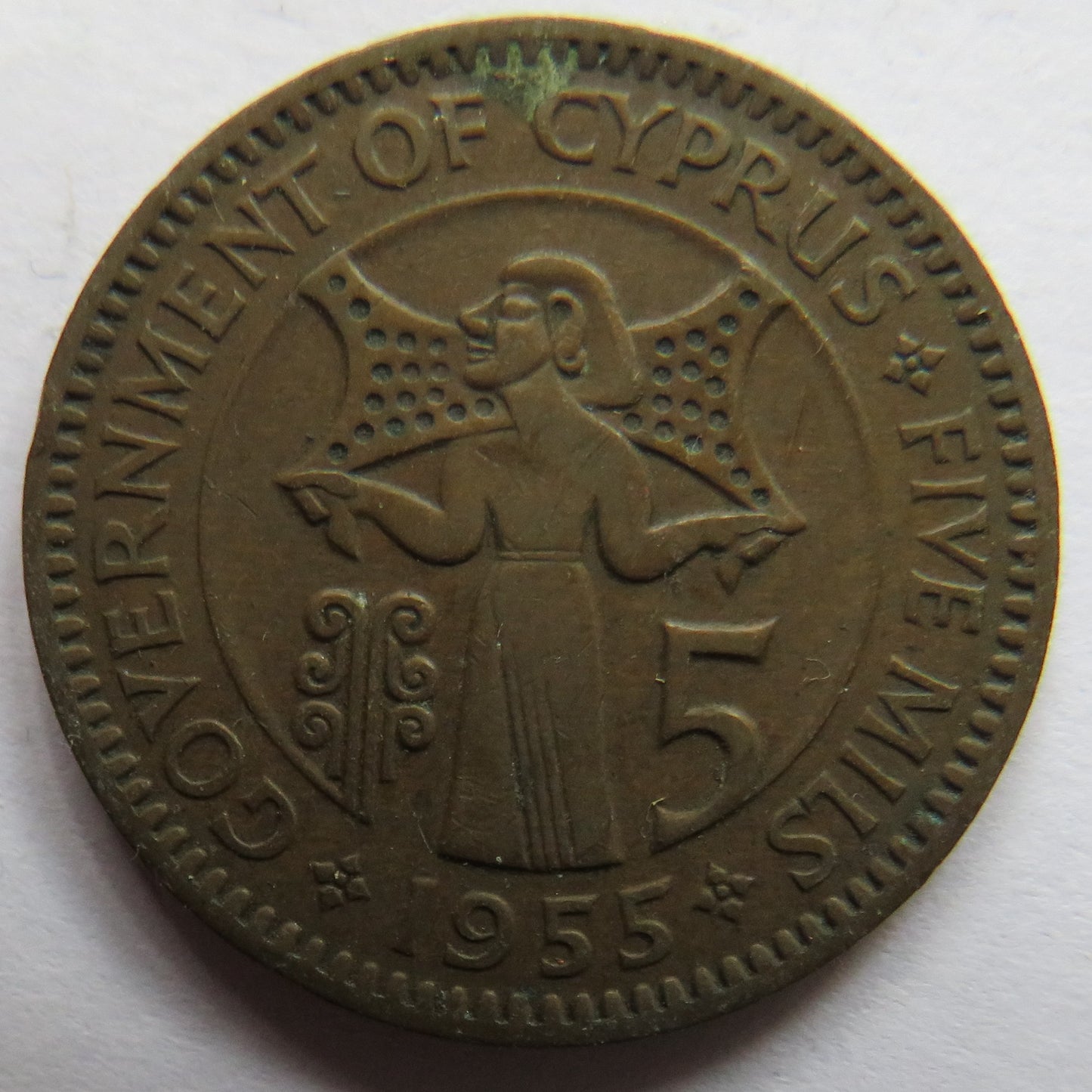 1955 Cyprus 5 Mils Coin