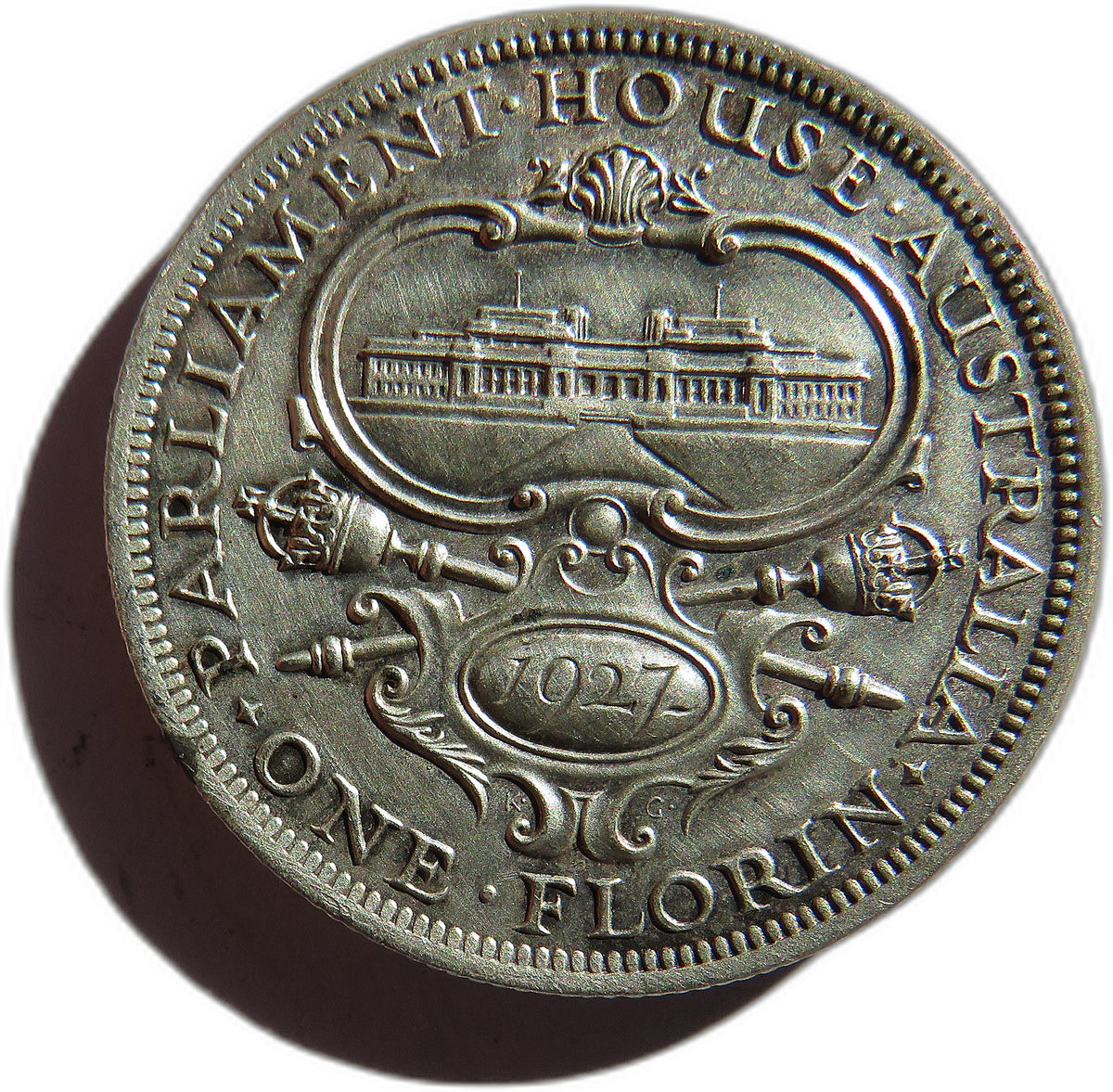 1927 King George V Australia Silver Florin Coin - Parliament House